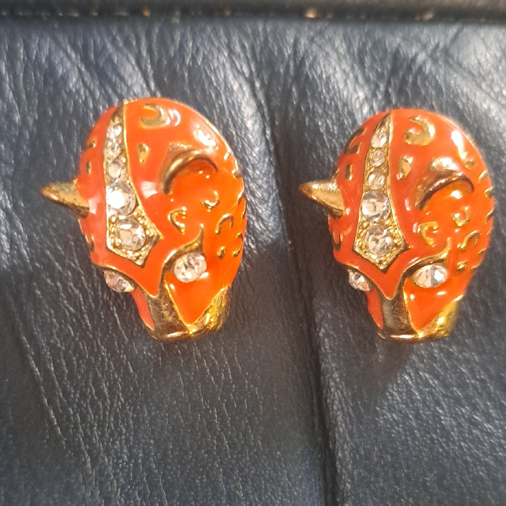 Elegant Orange and Gold Women's Earrings B3